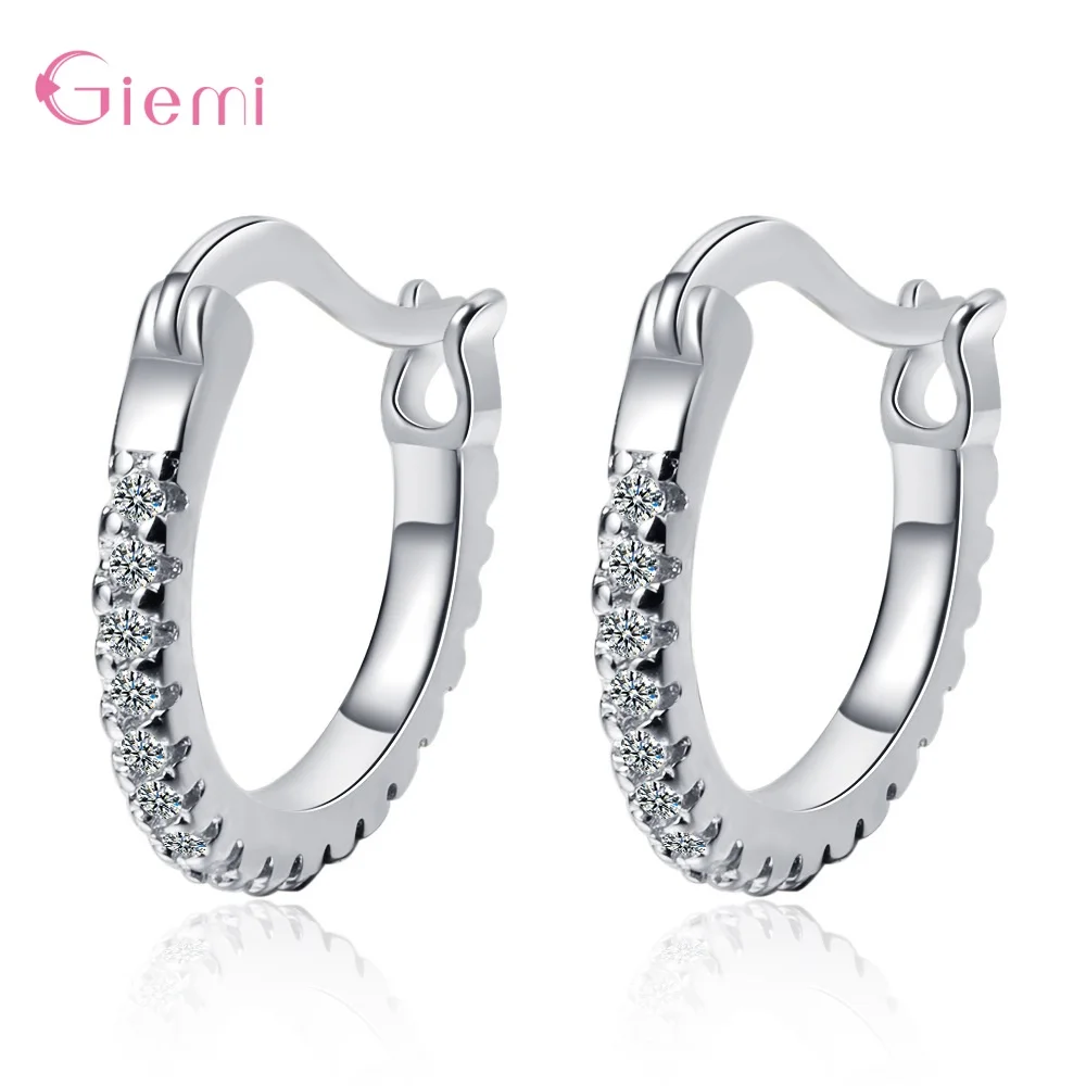 Delicate Fashion 925 Sterling Silver Women Jewelry Brincos Cubic Zirconia Female Hoop Earrings Party Gifts Supplies Bijoux