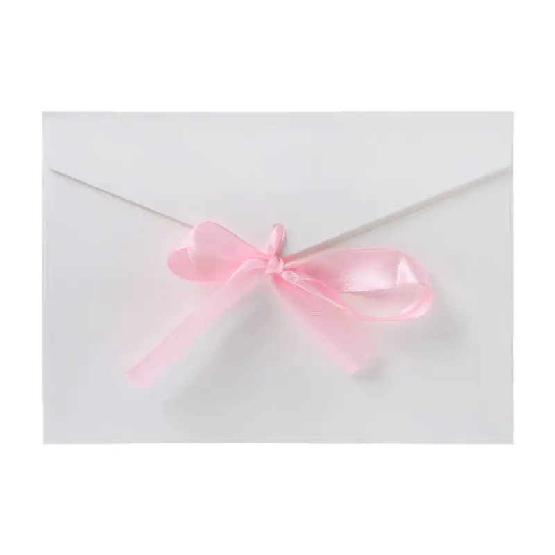 Envelopes papel com laço branco retrô vintage, 10 unidades, para cartões felicitações, casamento