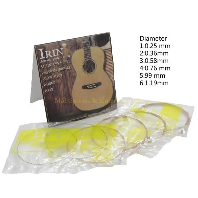 31BE 6 قطع من أوتار الجيتار الأساسية الفولاذية مجموعة ملحقات ممارسة للجيتار الشعبي الصوتي #6