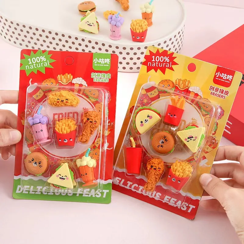 Creative modeling gourmet burger fried chicken eraser creative wipe clean learning stationery wholesale Office School Supplies