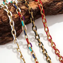 1 Meter Stainless Steel EnamelLarge Heavy Oval Chunky Knot Hip Hop Punk Link Gold Chain DIY Jewelry Necklace Bracelet Chains