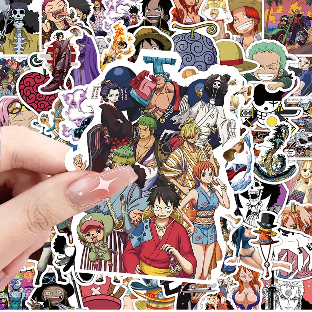 Autocollants waterproof motif anime One Piece pour enfant, stickers en PVC, graffiti, dessin animé, Luffy, moto, ordinateur portable, voiture,