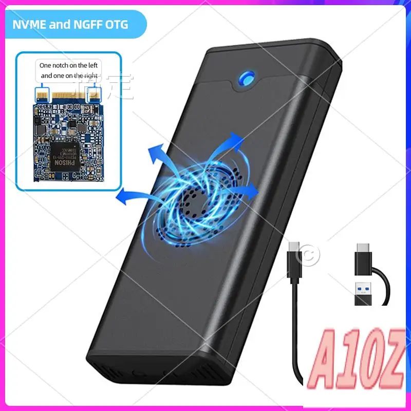 0Z-M.2 NVME NGFF Dual Protocol External SSD Enclosure Adapter With Cooling Fan 10Gbps Type-C 3.1 SSD Box For 2230-A Easy To Use