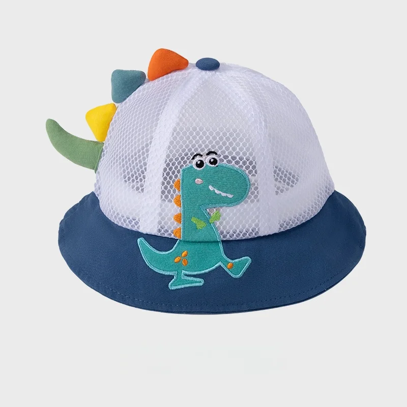 Summer Kids Bucket Hat Cute Dinosaur Cartoon Sun Hat for Boys Girls Wide Brim Outdoor Beach Hat With Adjustable Chin Strap