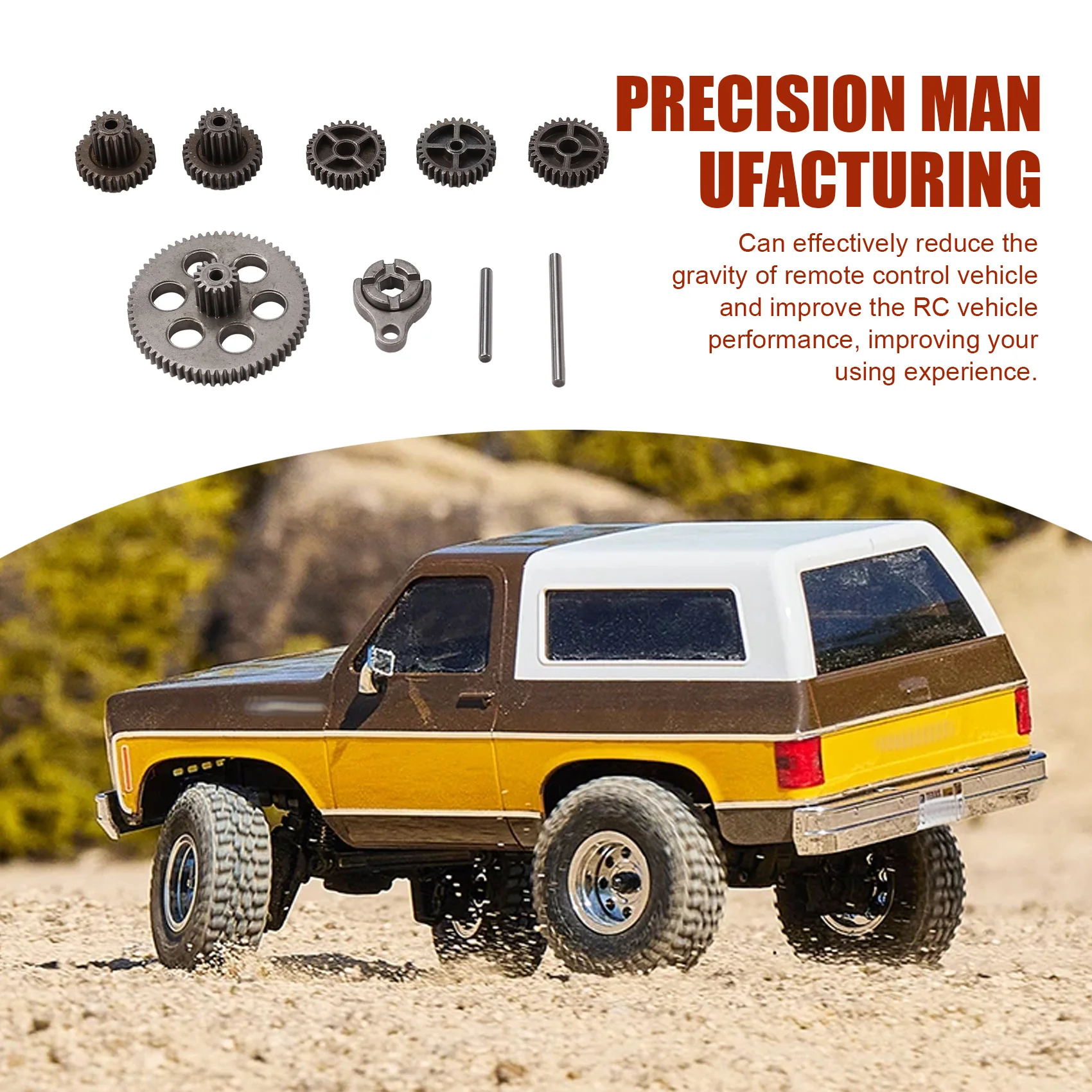 AS96-8Pcs เกียร์เหล็กแข็ง Rc ชุดเกียร์สําหรับ FMS FCX24 1/24 RC รถอะไหล่อัพเกรด