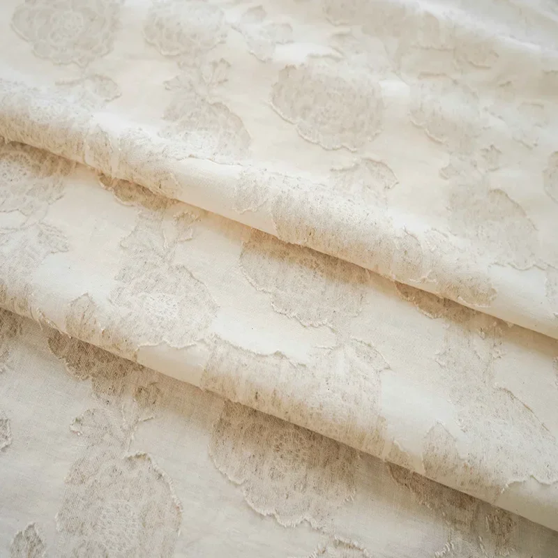 Yarn-dyed Jacquard Fabric Milk Coffee Rose Light Color Women's Dress Spring Autumn Messenger Bag Sewing Wholesale Cloth by Meter