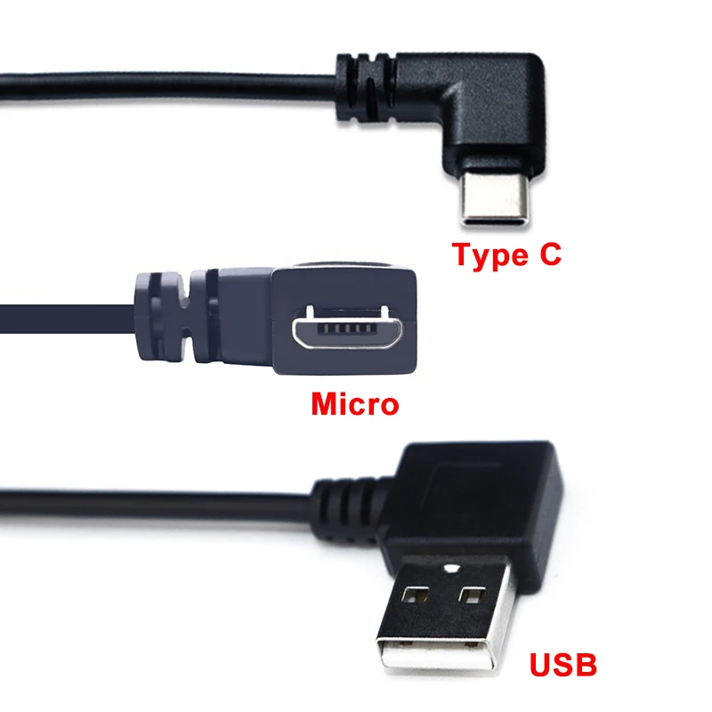 1pcs 2Pin 4Pin Micro USB / Type C Charger Connector USB 2.0 Type A Elbow Head Male Power Supply Extension Cable DIY Data Line