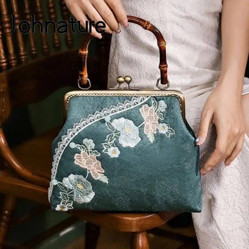 johnature bolsa cheongsam bordada elegante para mulheres bolsas de ombro vintage bolsa versatil antiga requintada nova 2024 01