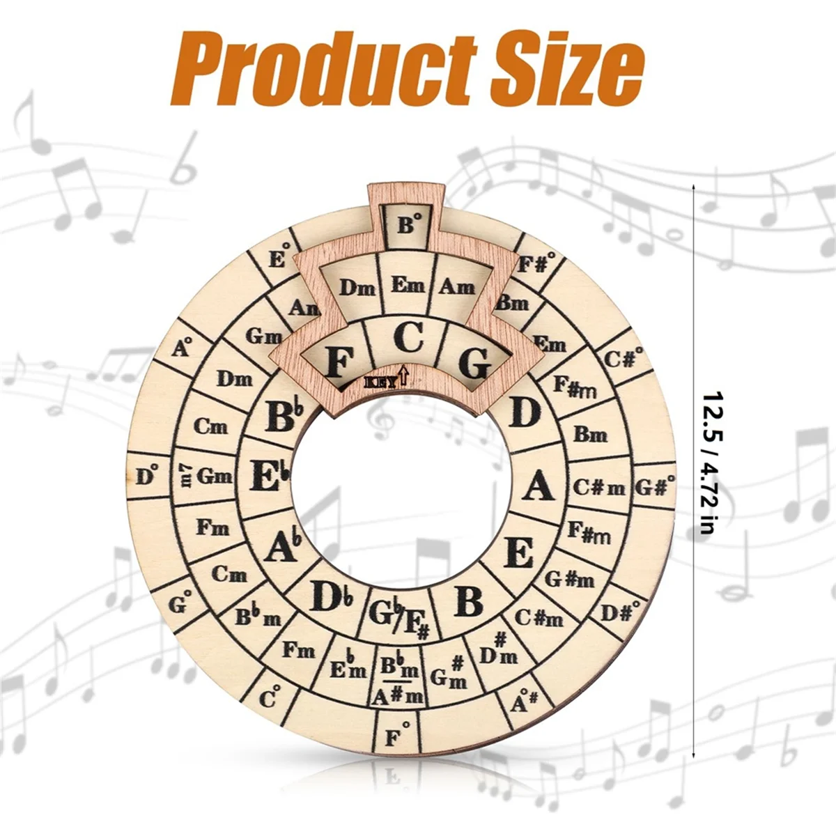 Wooden Melody Tool, Round Circle of Fifths Wheel Melody Chord Tool Music Transpose Accessories Wooden Chord