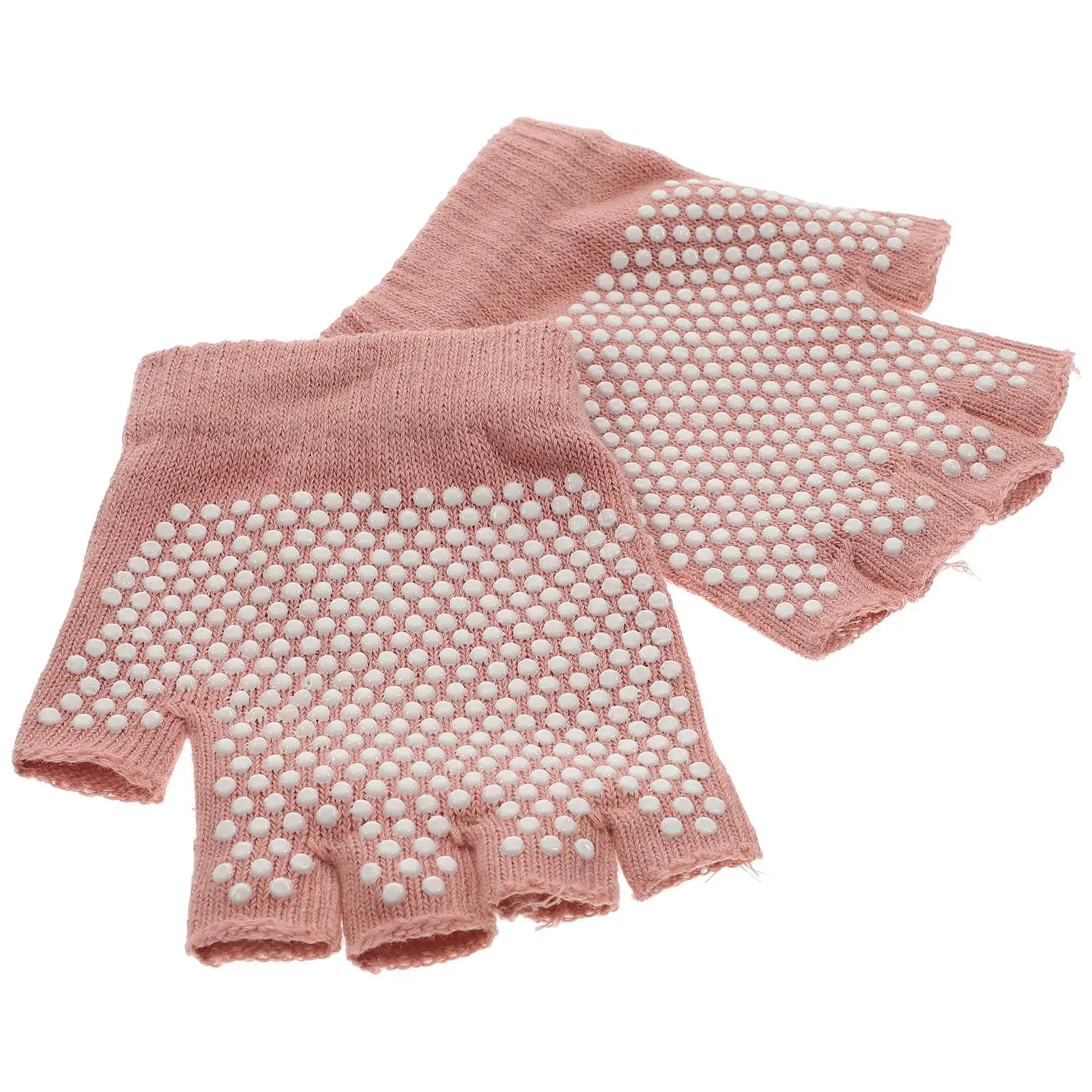 

1 Pair Non-slip Half Finger Knit Gloves Exercise Yoga Accessories Workout Gloves Yoga Gloves for Fitness (Pink)