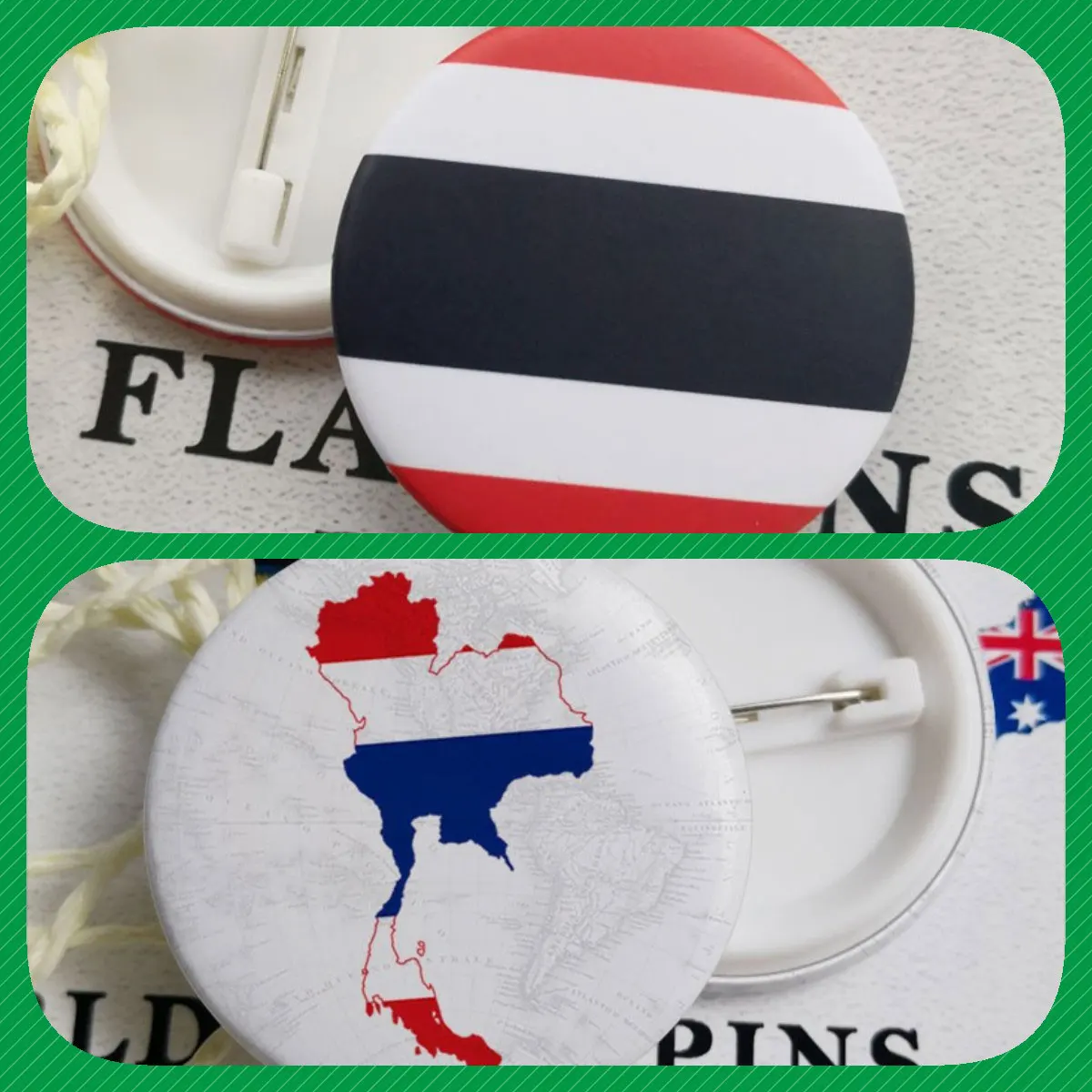 Thailand Flag National Emblem National Animal Brooches Badges Lapel Pins