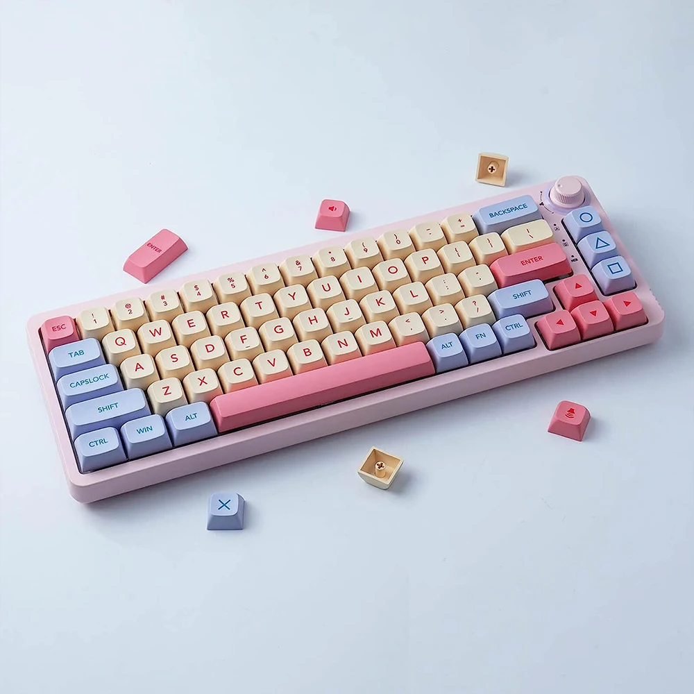 132Key Cute Marshmallow English Korean Keycaps For Mechanical Keyboard MX Switch PBT Dye Sublimation XDA Profile KeyCap