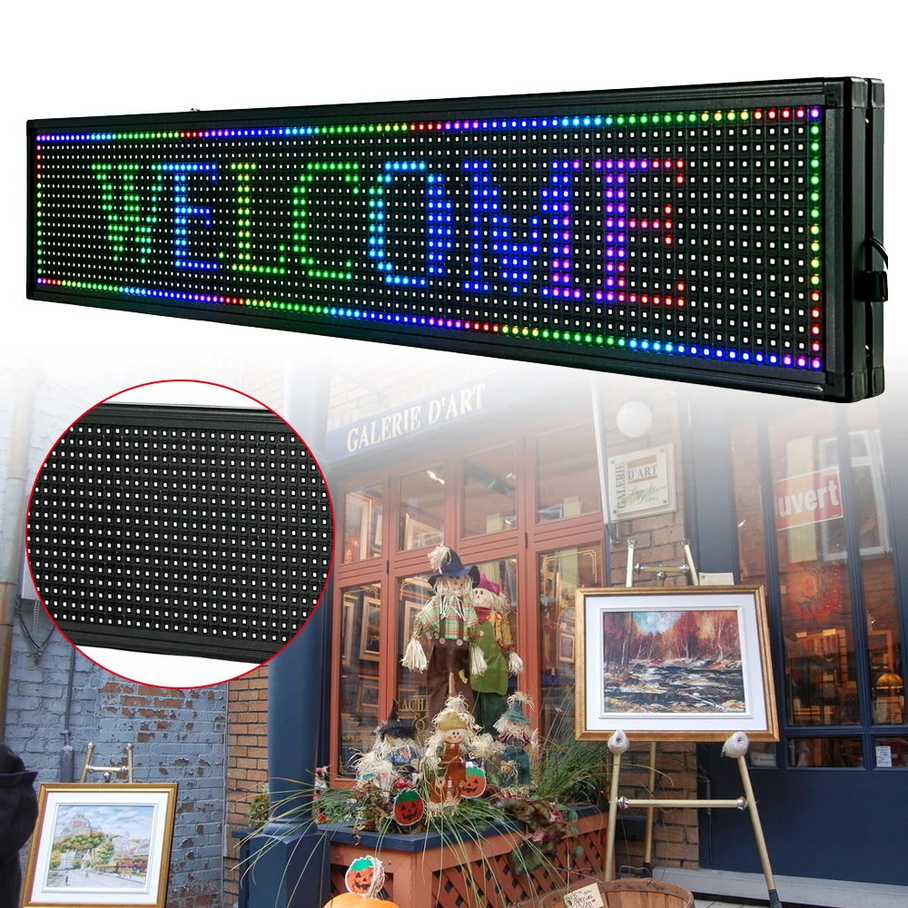 

Led Sign Led Scrolling Sign 40 x 8 inch Seven-color Sign For Advertising