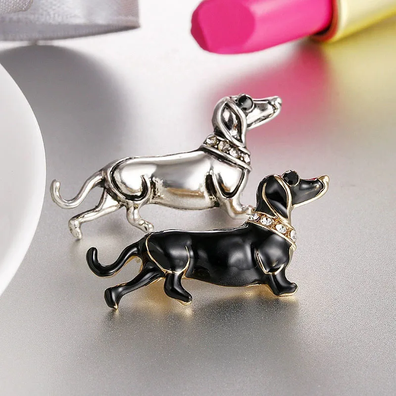 Cute Girl Gift Niche Design Suit Accessory Animal Alloy Dachshund Dog Brooch Fashion Jewelry Clothing Accessory Women Brooch