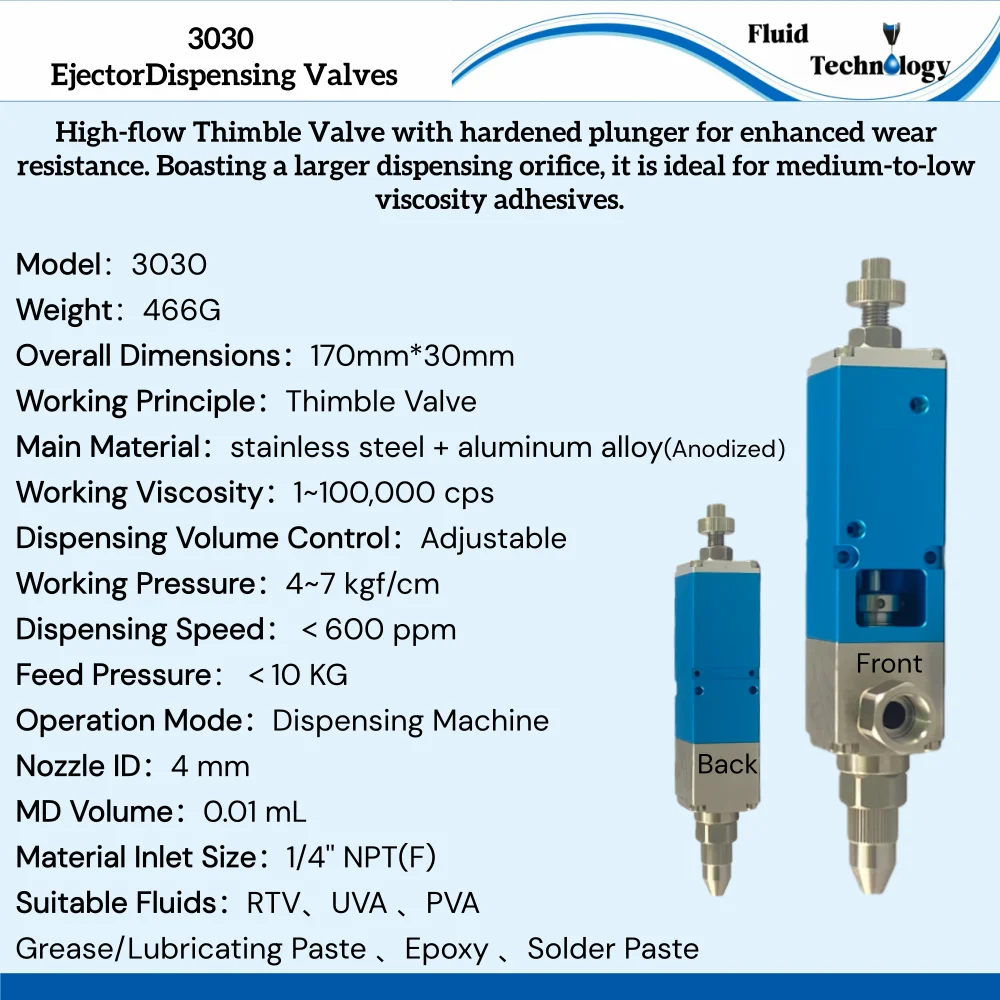

3030 Thimble Dispensing Valve Pneumatic Needle Valve Positive Displacement Needle Valve