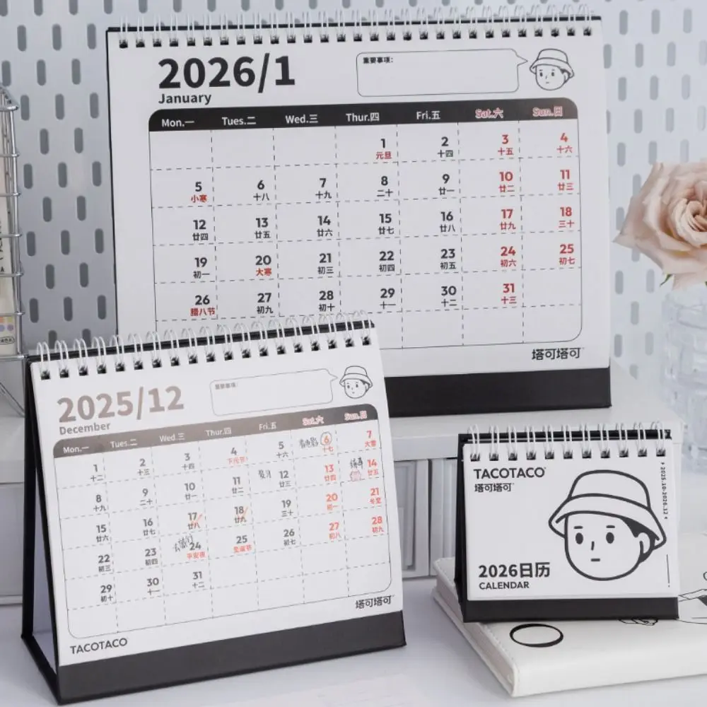 

Заметки на память на 2026 год. Настольный календарь. Один месяц, чтобы просморовать мультяшный настольный график. Переплет на катушке. Ежемесячный и ежедневник. Планирование учебы.
