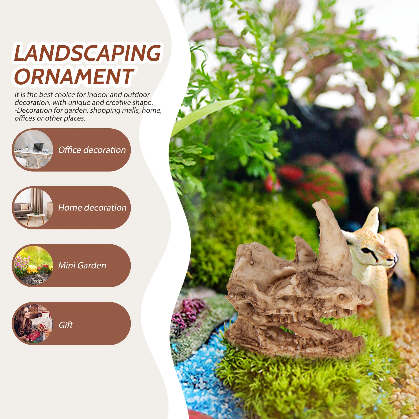 

4pcs Mini Skull Decor Resin Statues For Bonsai Micro Landscape Garden Ornament Indoor Outdoor Small Adornment