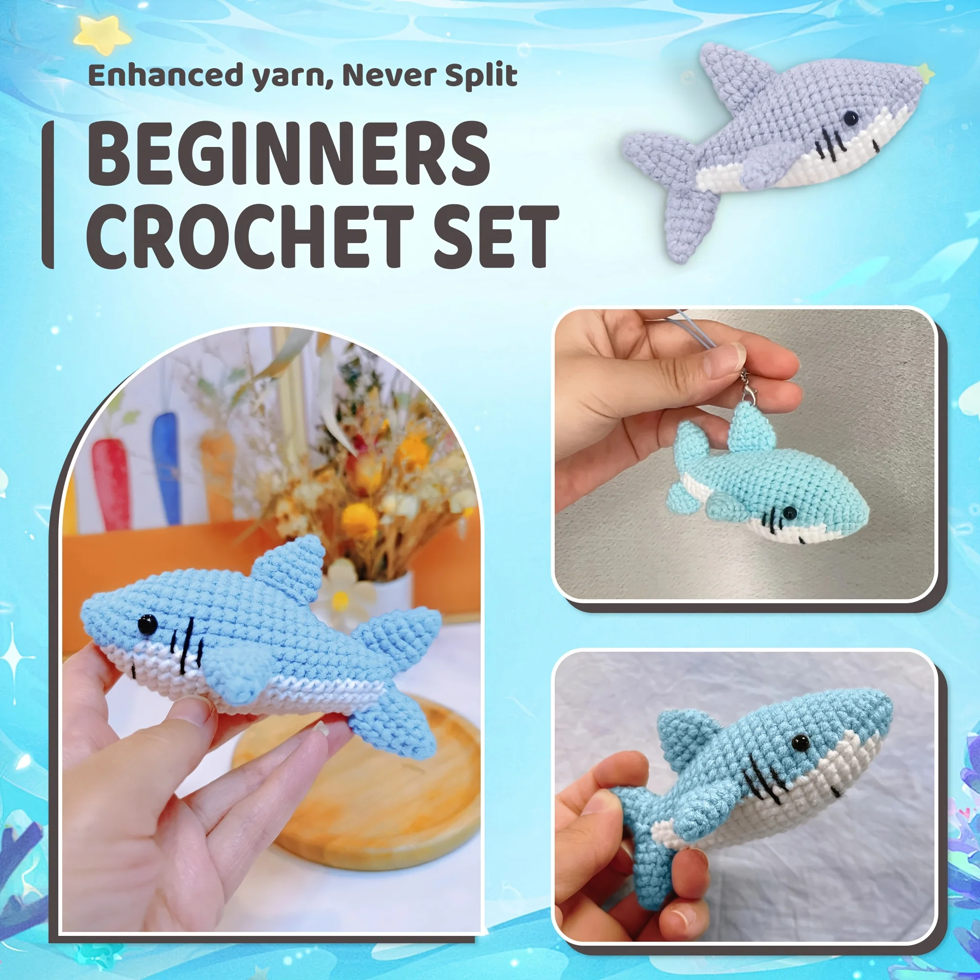 قطعة واحدة من مجموعة كروشيه القرش أميجورومي الرائعة للمبتدئين - حرفة قماش ذاتية الصنع مع دروس فيديو خطوة بخطوة #2