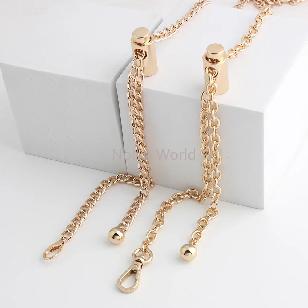 7mm Wide,Gold 120cm DIY Metal Purse Chain Strap Handle For Women Crossbody Bag Belt With Length Adjustable Ball Accessories