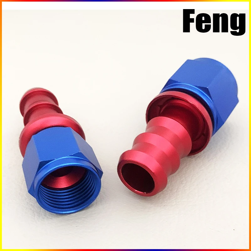 Universal AN4 AN6 AN8 AN10 AN12 Push-on-Schlauchanschlüsse für Kraftstoff- und Ölkühler 0 45 90 180 Grad Wiederverwendbarer Adapter Rot Blau – Detail 2