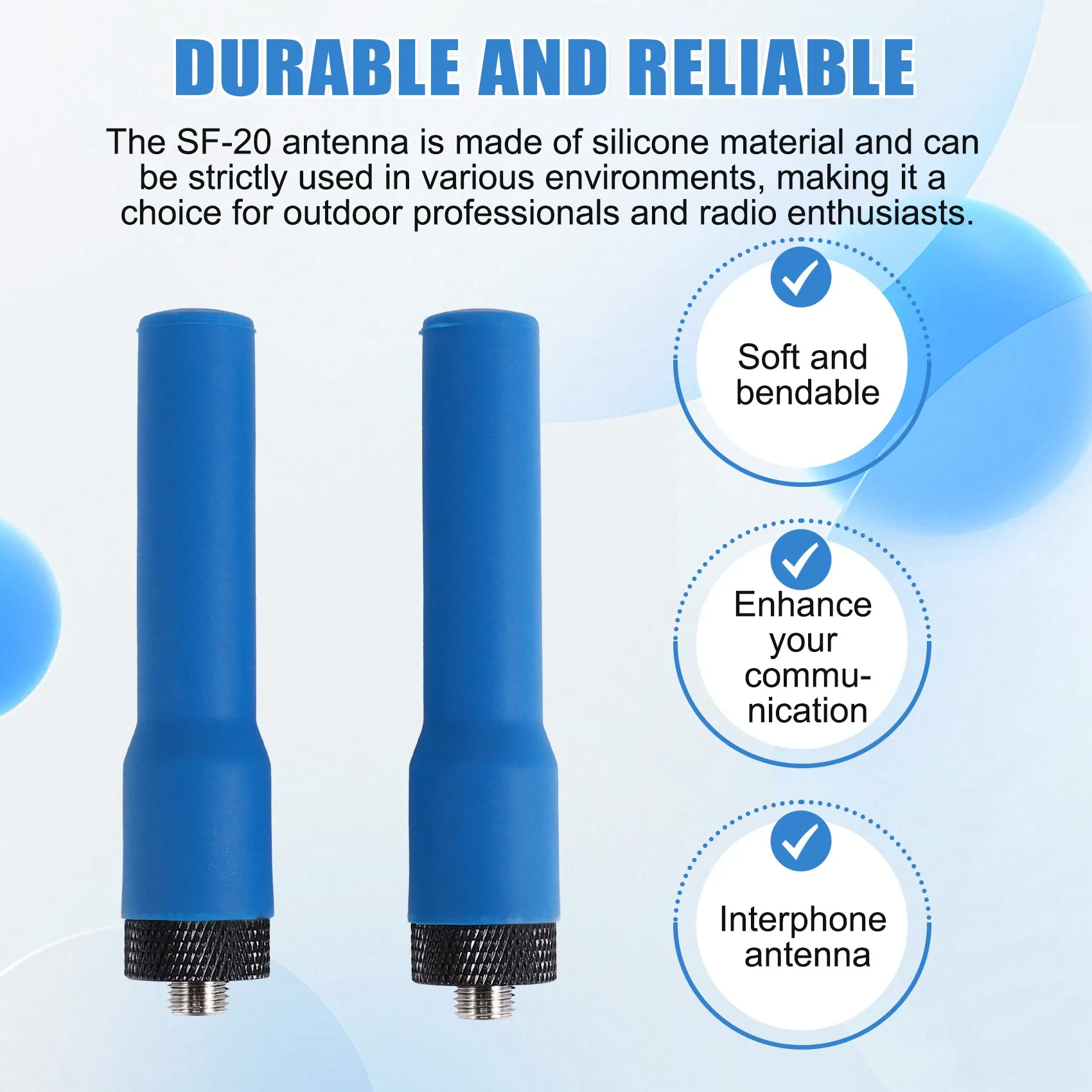 

A01K-Walkie Talkie Soft Antenna SF-20 Mini Short Aerial SMA-F Dual Band VHF UHF For UV-K6 UV-21 UV-17 UV-18Pro Max Radio