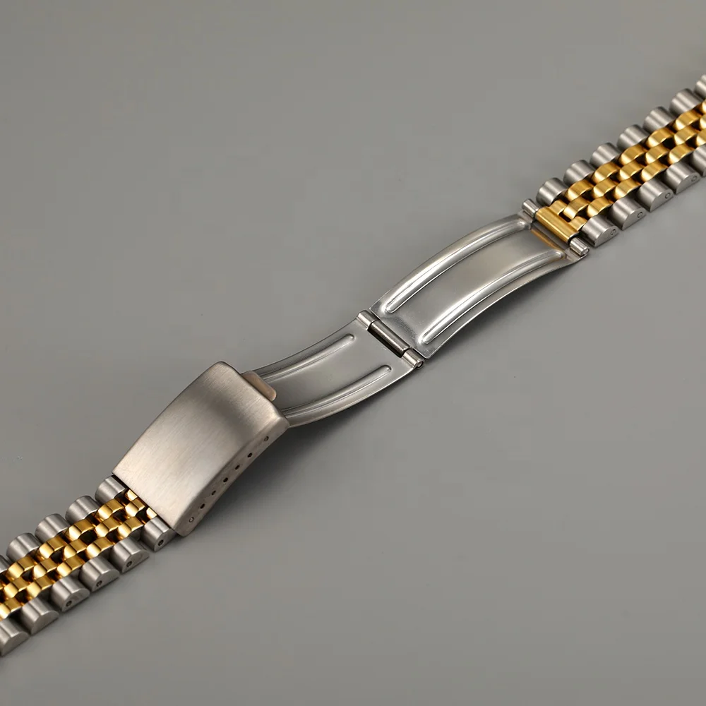 Stainless steel 2 tone gold 18mm 9m 20mm Curved end Gold Jubilee Watch Band Strap Band Bracelet Fit For RLX SKX Watch