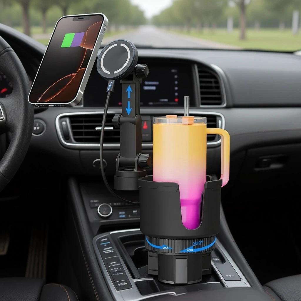 

15W Fast Wireless MagSafe Car Charger Cup Holder Mount for iPhone 17 Pro Max 16 15 14 13 Adjustable Base