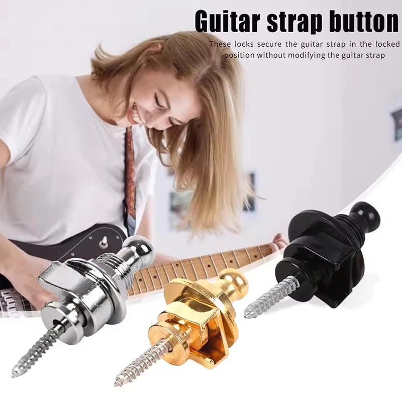 5PCS Guitar Gadget Guitar Strap Lock Button with Silicone Washers Guitar Ukulele Anti Slip Strap Music Lovers Practical Gift ZYF