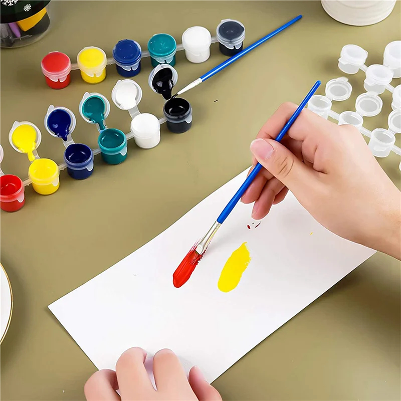 100 Strips 600 Pots Empty Paint Pots Strips Mini Clear Storage Containers And 100 Pcs Paint Brushes Painting Arts Crafts