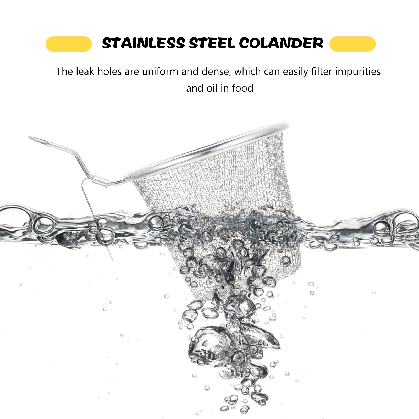 

Stainless Mesh Strainer Convenient Noodle Basket Household Cooking Accessory Multi-Function Pasta Basket Wear-Resistant