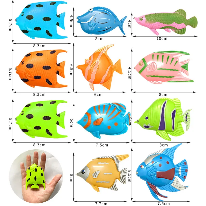 Children's fishing toys magnetic bulk fake fish stall fish puzzle fun fishing game artificial fishing Random Color 5pcs