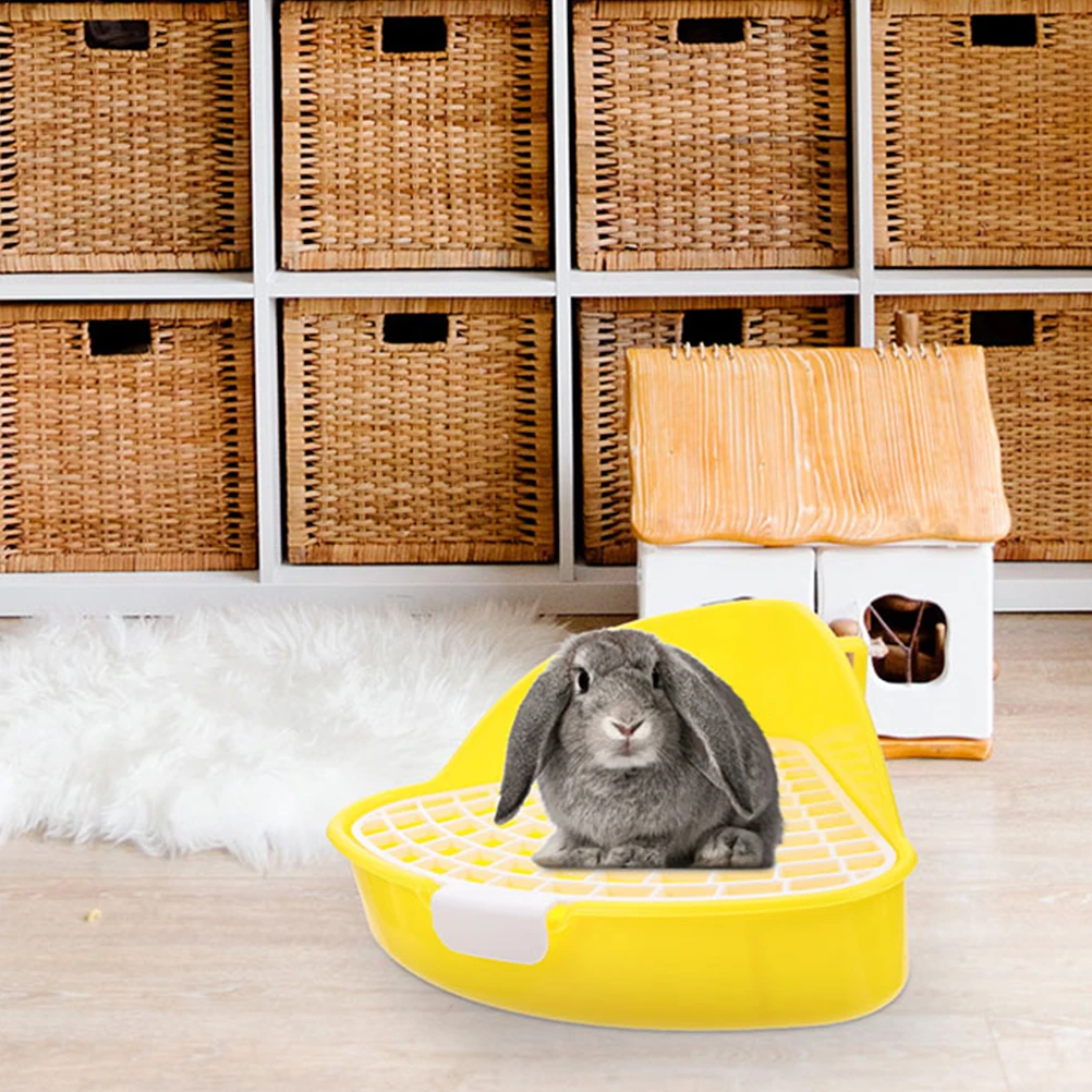 

3pcs Pet Toilet Rabbit Hamster Guinea Pig Small Animal Litter Box Plastic Potty Indoor Trainer Bunny Pad Holder High Capacity