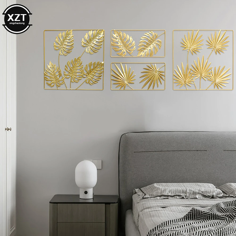 Moderno simples artificial folha de tartaruga ouro sala estar luz parede luxo decorat sofá fundo da pintura parede metal pendurado