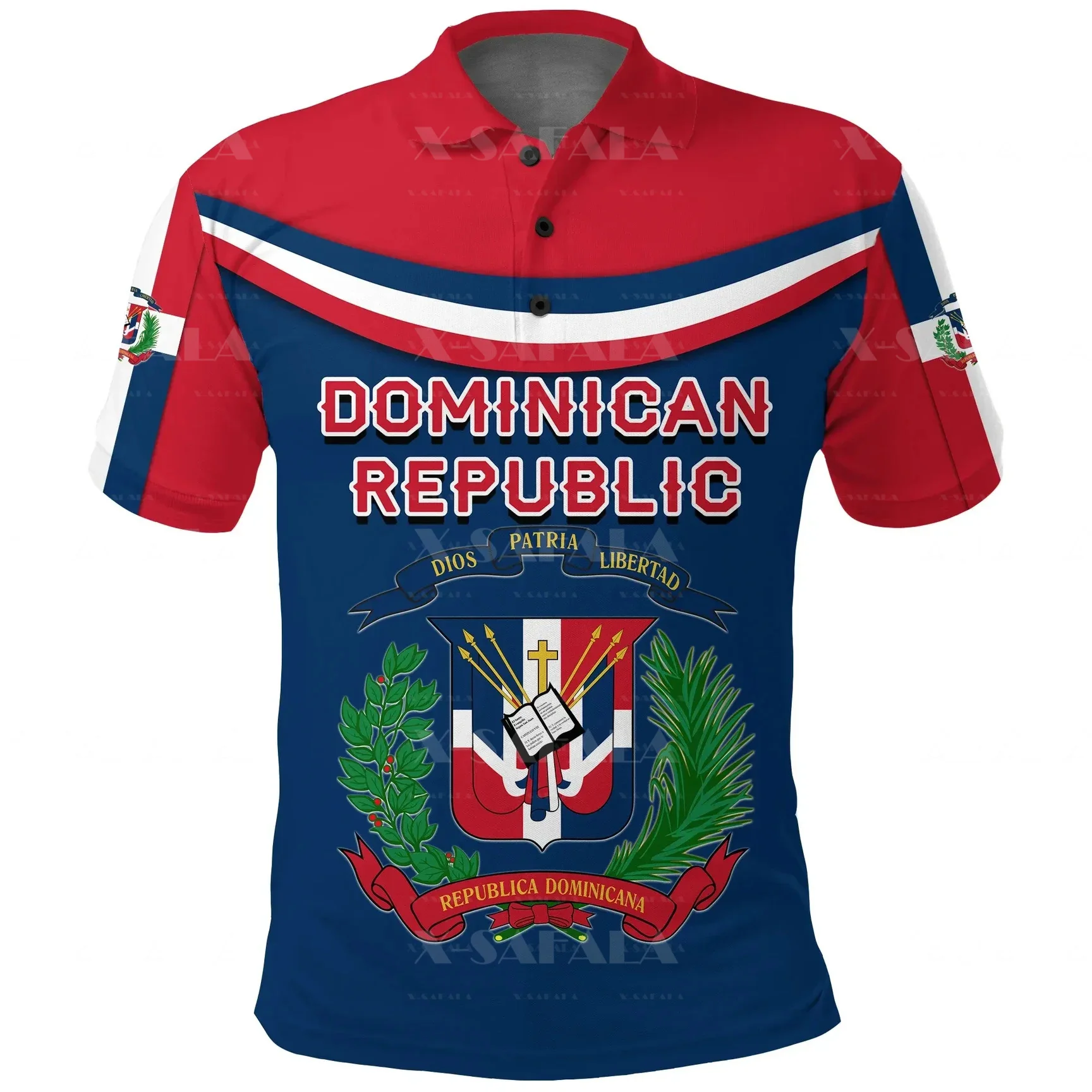 

DOMINICA Coat Of Arms Custom 3D Printed Polo Shirt Men Collar Short Sleeve StreetWear Casual Top New Summer Clothing