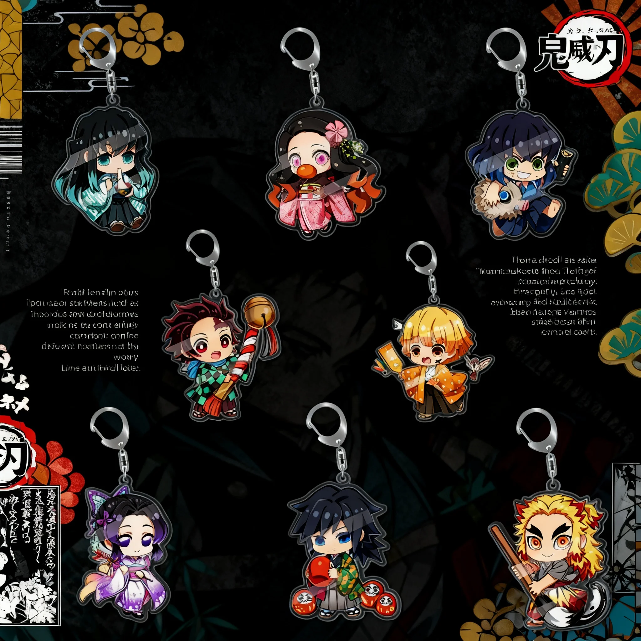 

Demon Slayer Anime Keychain Nezuko Kamado Tanjiro Tokito Muichiro Acrylic Pendant Keyring Double Sided Transparent Anime