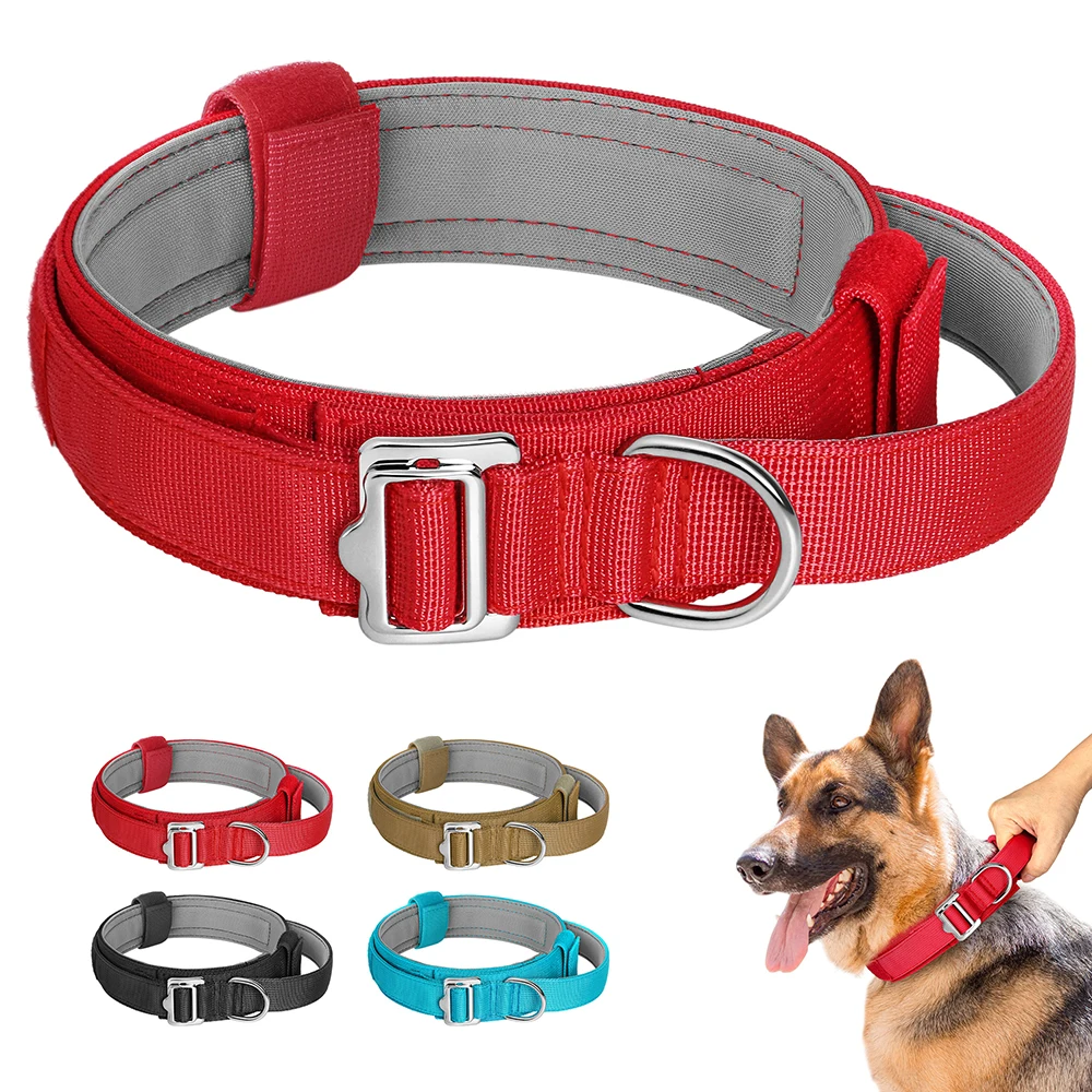 

Durable Tactical Dog Collar Adjustable Nylon Military Collars with Control Handle for Medium Large Dogs German Shepherd Training