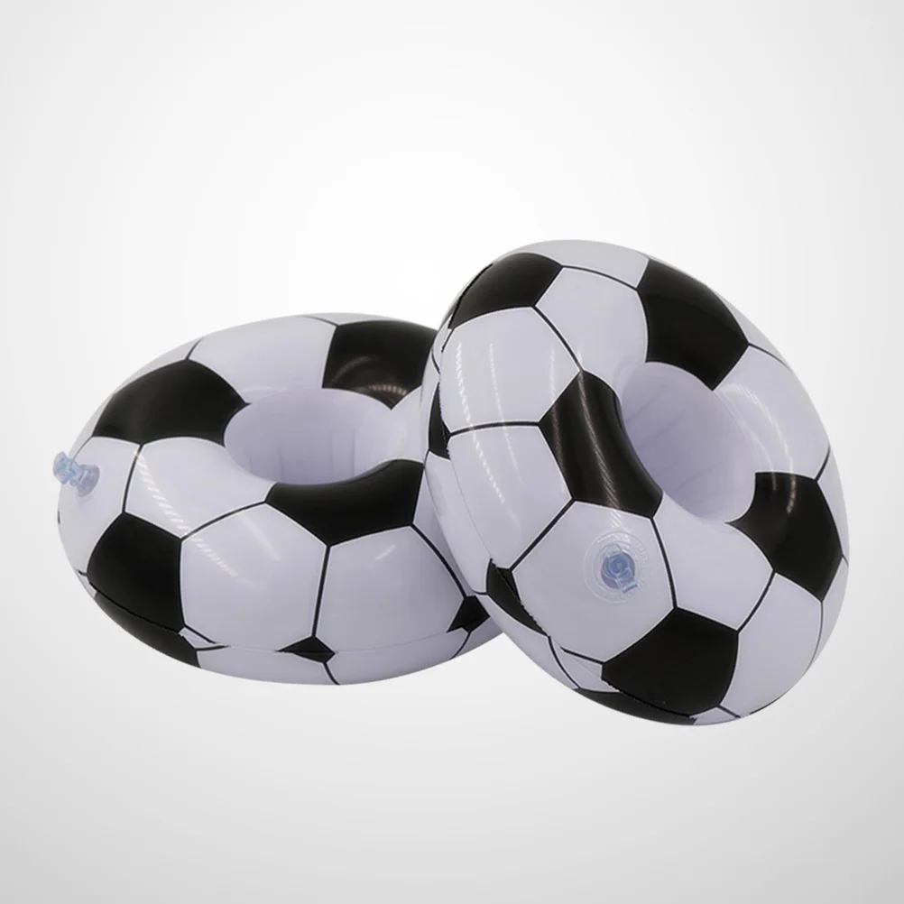 2pcs Inflatable Loevely Football Coasters Drink Cup Holder Beach Backdrop Party Favors Decoration floating drink holder