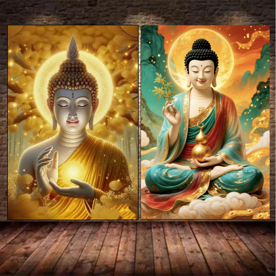 

5D Diamond Painting Buddha Portrait Full Square Circular Mosaic Embroidery Cartoon Embroidery Rhinestone Wall Decoration