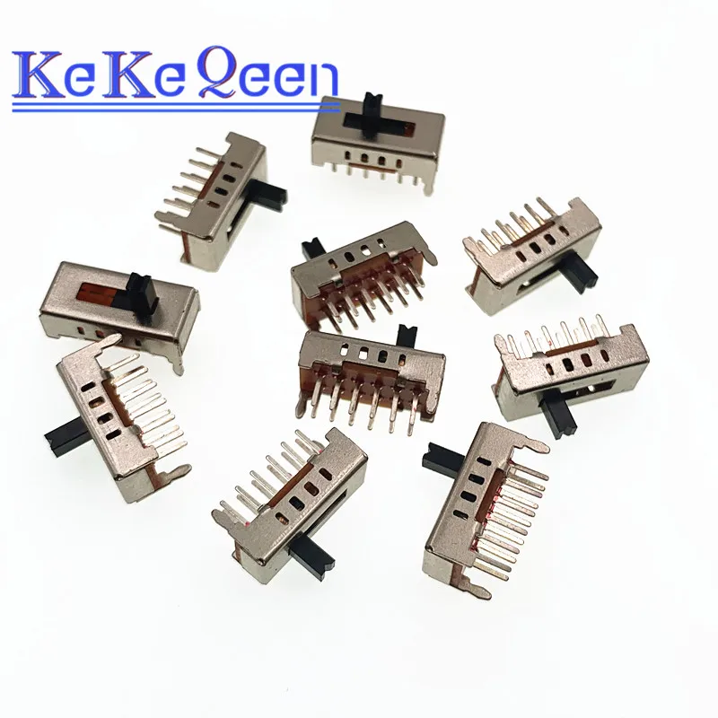 10Pcs/Lot Toggle switch SS24D02G4 SS24D02 12Pin 2P4T Slide Switch Handle High 6MM