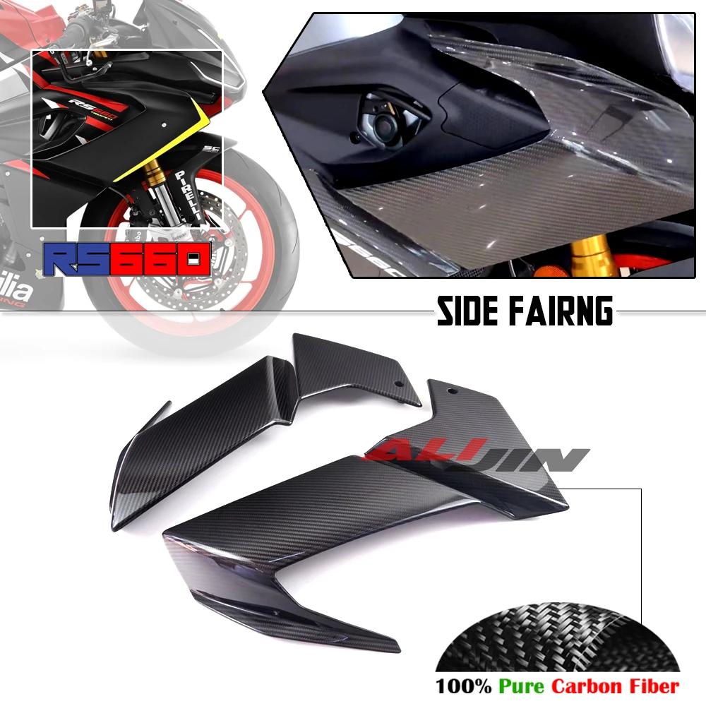 

100% Real Dry Carbon Fiber Fit Aprilia RS660 RS 660 2021-2023 Motorcycle Front Side Fairing Panel Cowling Body Upper Cover