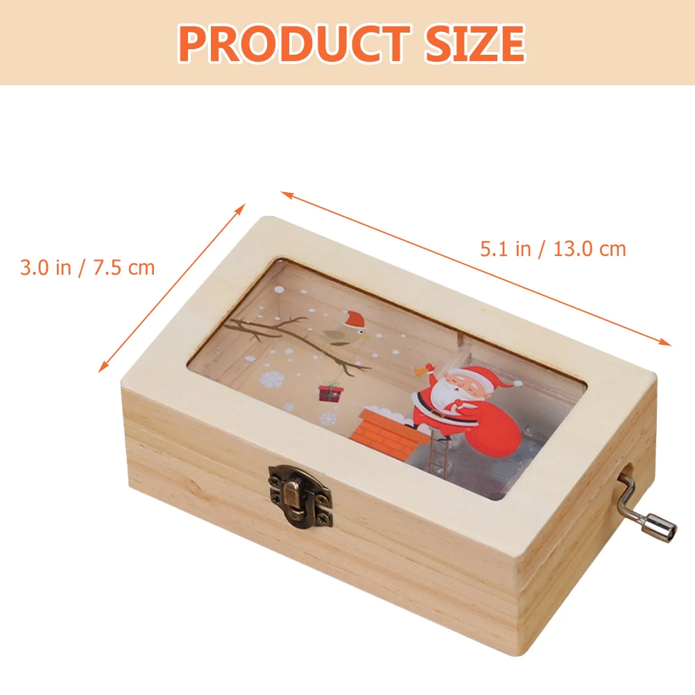 

Christmas Music Box Wooden Manual Hand-Cranked Melody Box Delicate Desktop Decoration for Home Office Festival Gift