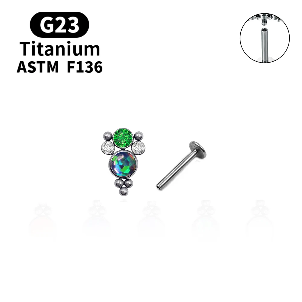 2021 Gorgeous Opal Earrings G23 F136 Titanium Labret Lip Stud Earrings  Piercing Fashion Ladies Face Decoration Jewelry