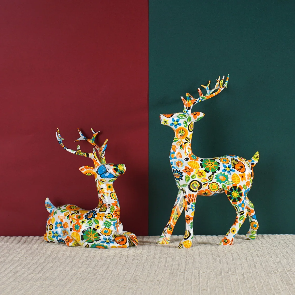 

Christmas Decor Deer Statue Fall Decoration Reindeer Sculptures Home Mantel Interior Home Colorful Centerpiece Tabletop Tabletop