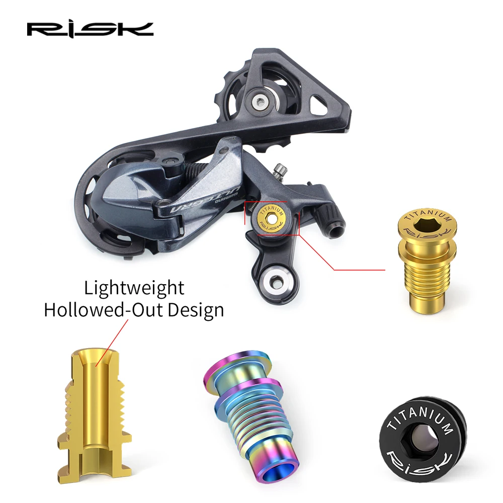 1 piece RISK Road Bike UT R8000 Rear Derailleur Rotation Shaft Bolt Titanium Alloy Bicycle Shift Fixing Axle Screw M10x20.5mm