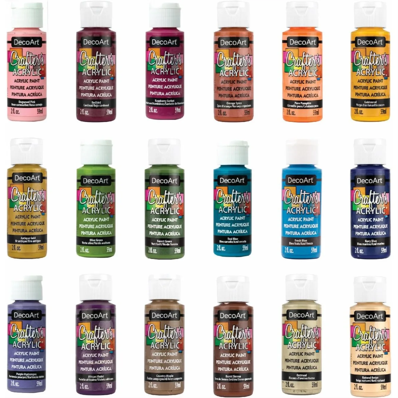 

Acrylic Paint Set for DIY Crafts, 18 Assorted Fall Colors, 36 Fl Oz, Matte Finish, for Canvas Wood Paper