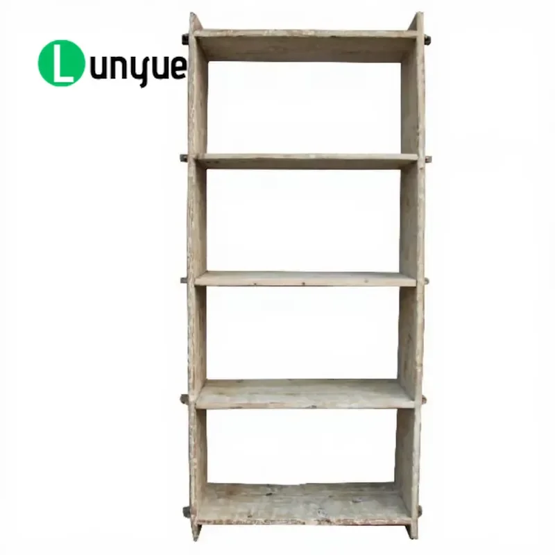 Chinese Retro Style Antique Recycled Wood Wall Shelf Natural Bookcase Display Rack for Living Room Bedroom Home Decor Storage