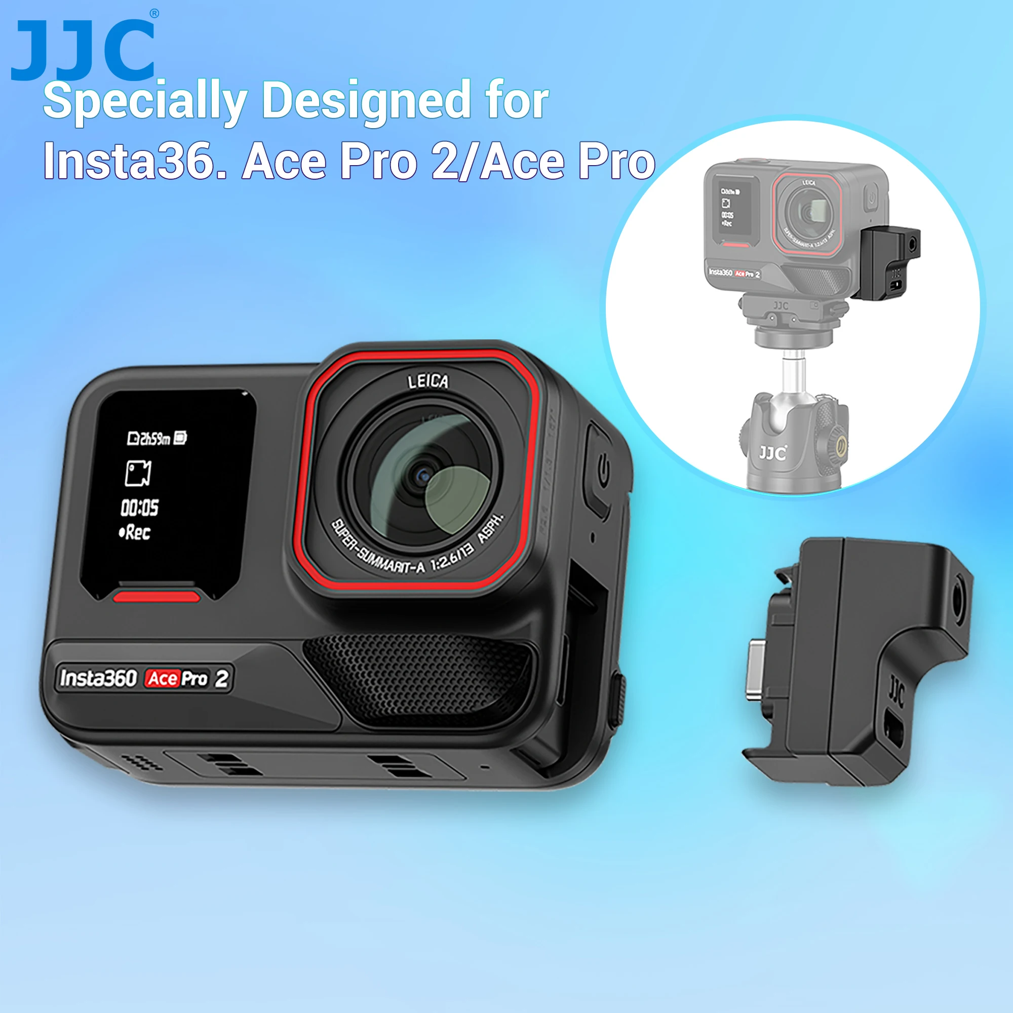 

JJC Insta360 Ace Pro 2 Audio Adapter Mic Adapter For Insta 360 Ace Pro External Mic Type-C 3.5mm Audio Ports Support Charging