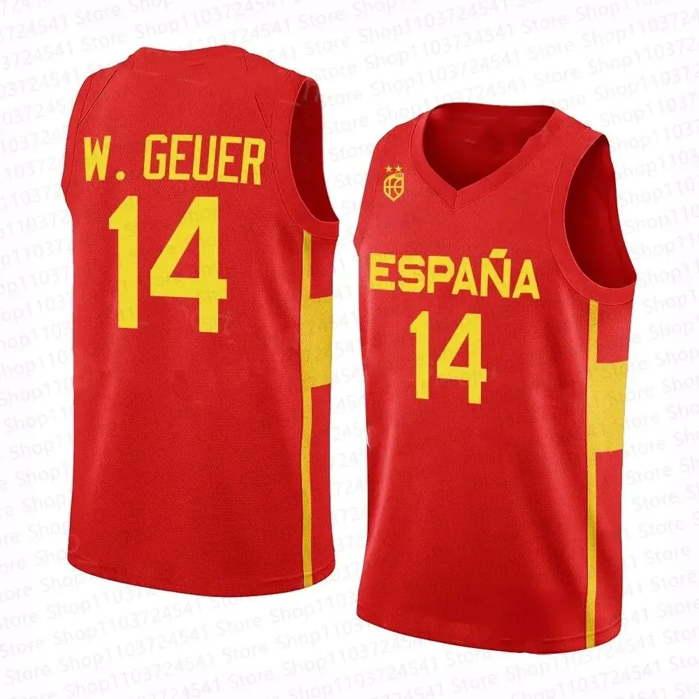 2024 new Spanish men\'s basketball jersey sleeveless summer basketball fan sports jersey quick-drying sportswear