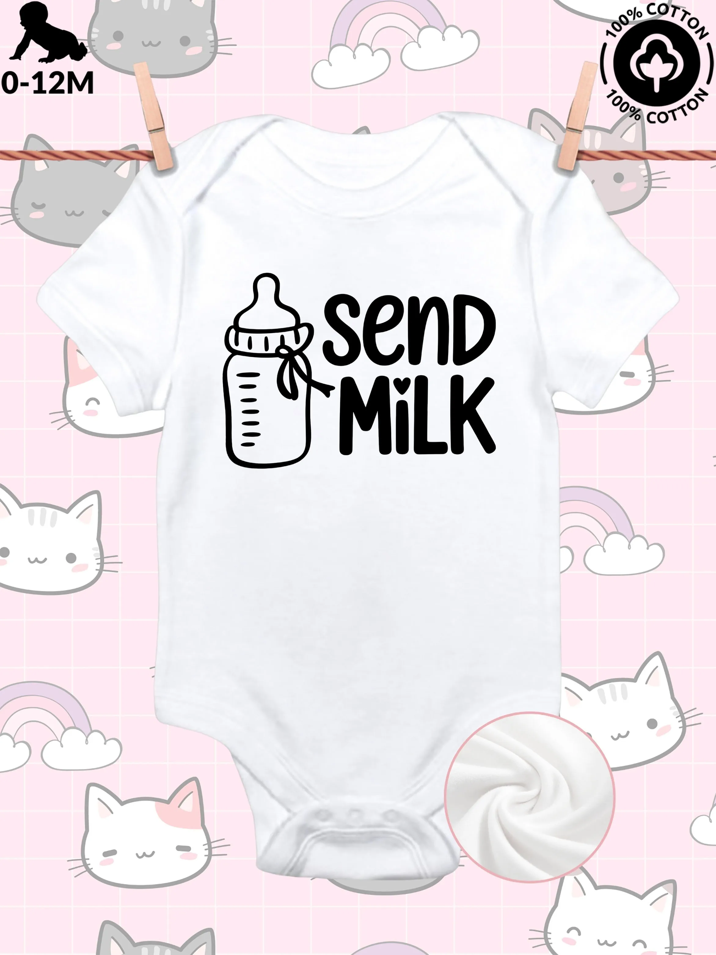 

Милый комбинезон-слип унисекс для малышей в форме бутылочки, из чистого хлопка, мягкий, всесезонный, белый, 190 г/м²