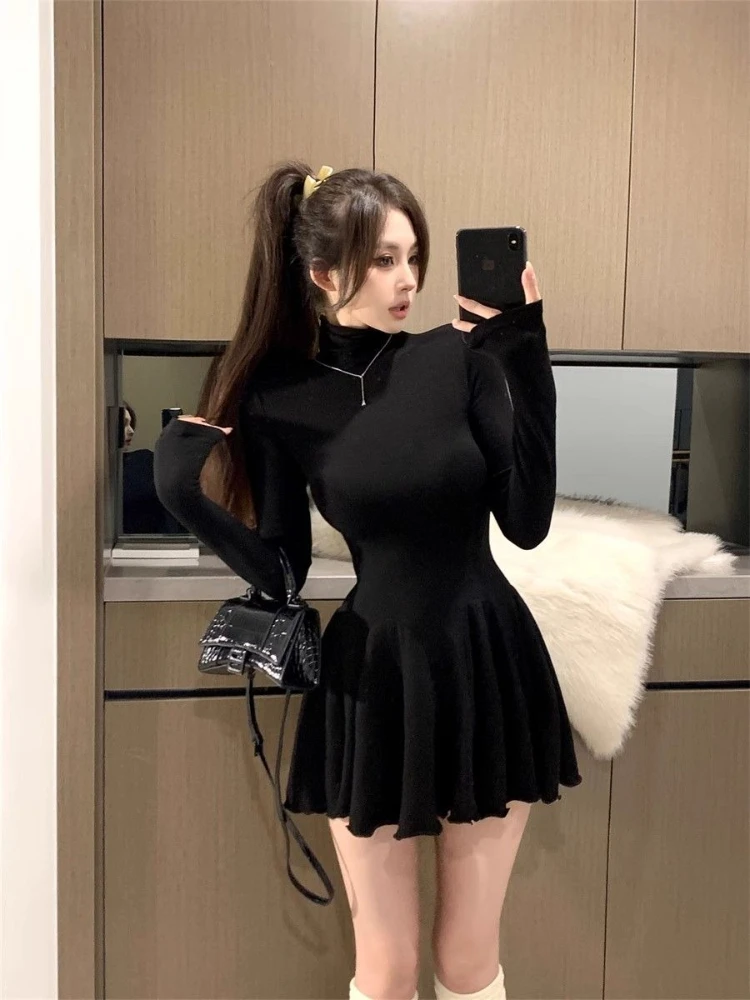 Autumn and Winter Fashion New Women's Elegant and Sexy Hot Girl Inner Dress Socialite Waist Cinched Bottom Puffy Skirt